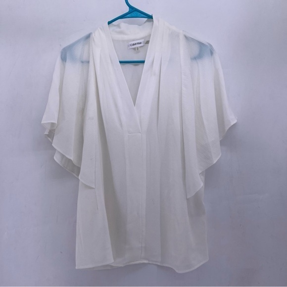 5/$25 Calvin Klein Womens small white blouse - Picture 1 of 4